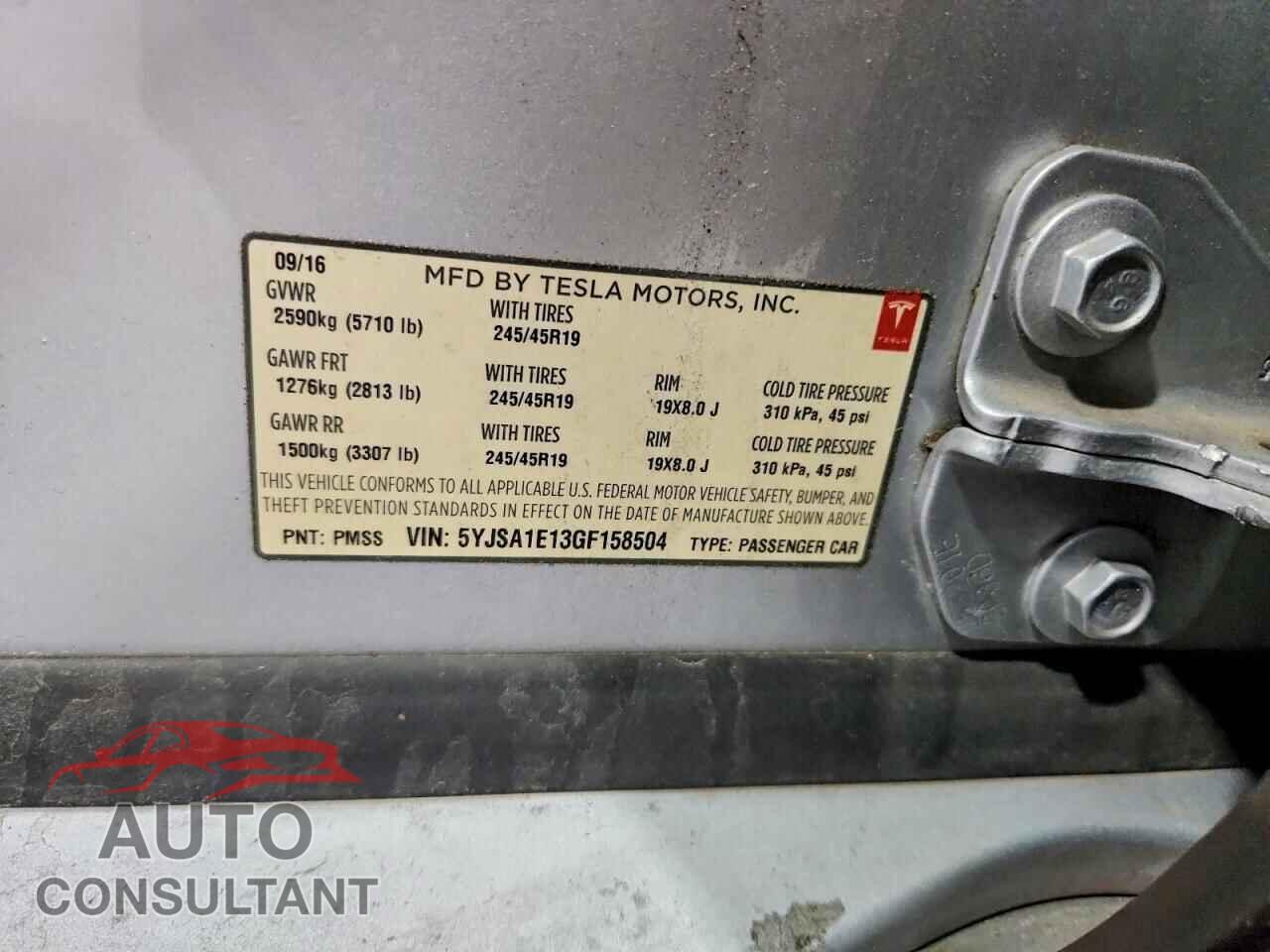 TESLA MODEL S 2016 - 5YJSA1E13GF158504