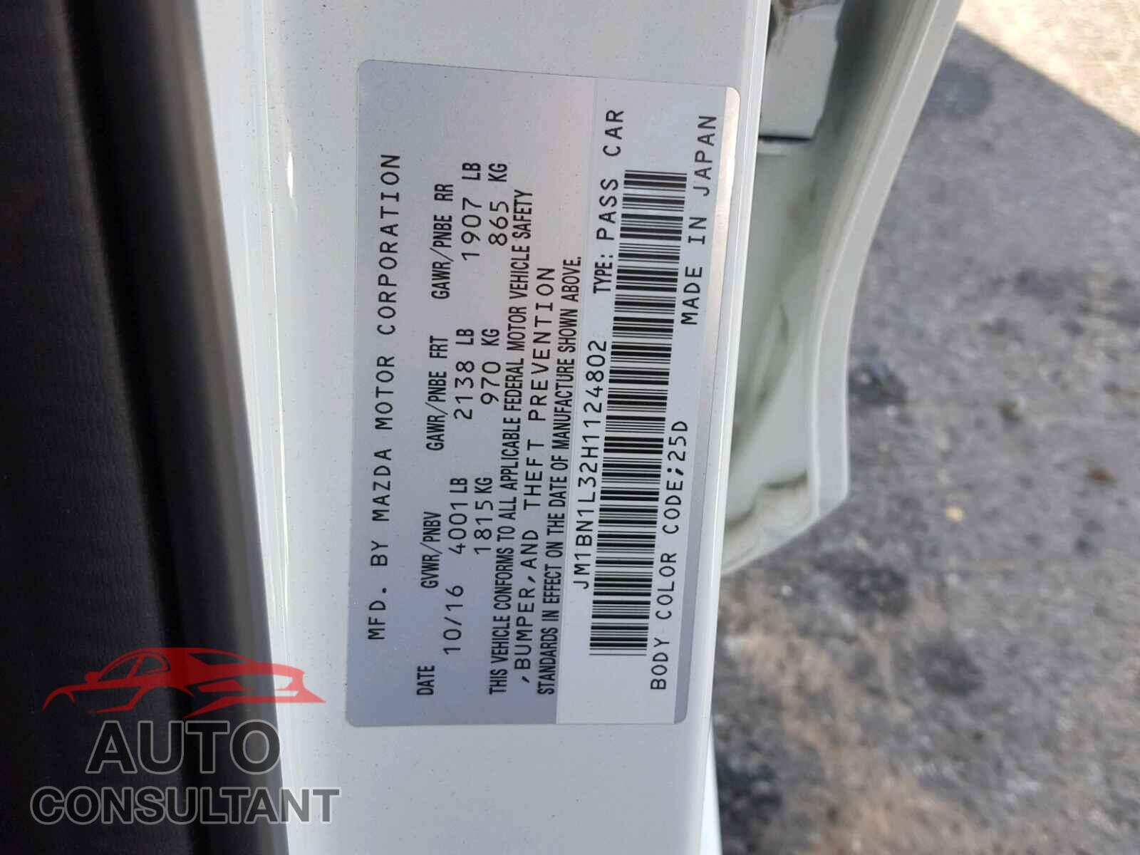 MAZDA 3 2017 - JM1BN1L32H1124802