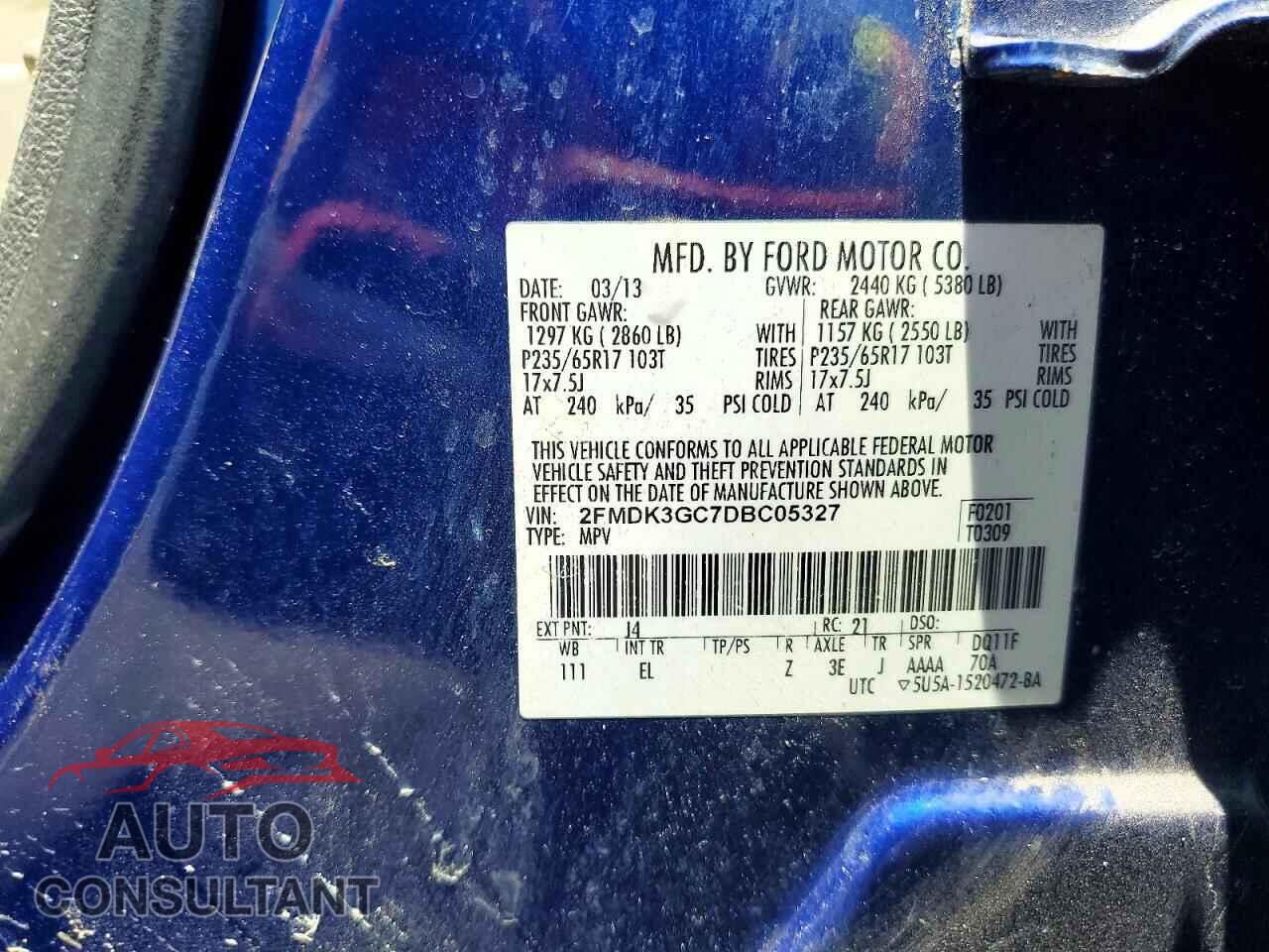 FORD EDGE 2013 - 2FMDK3GC7DBC05327