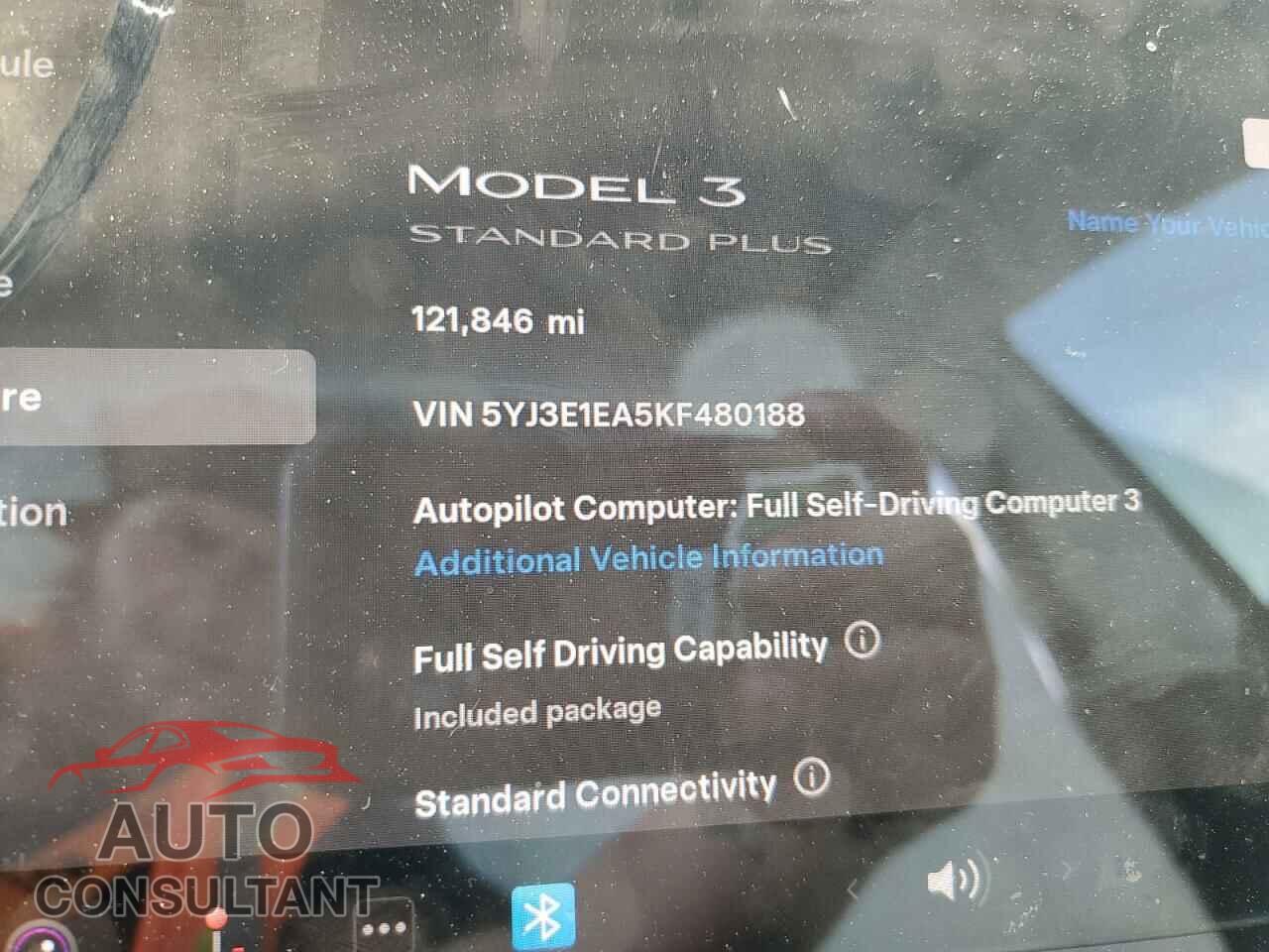 TESLA MODEL 3 2019 - 5YJ3E1EA5KF480188
