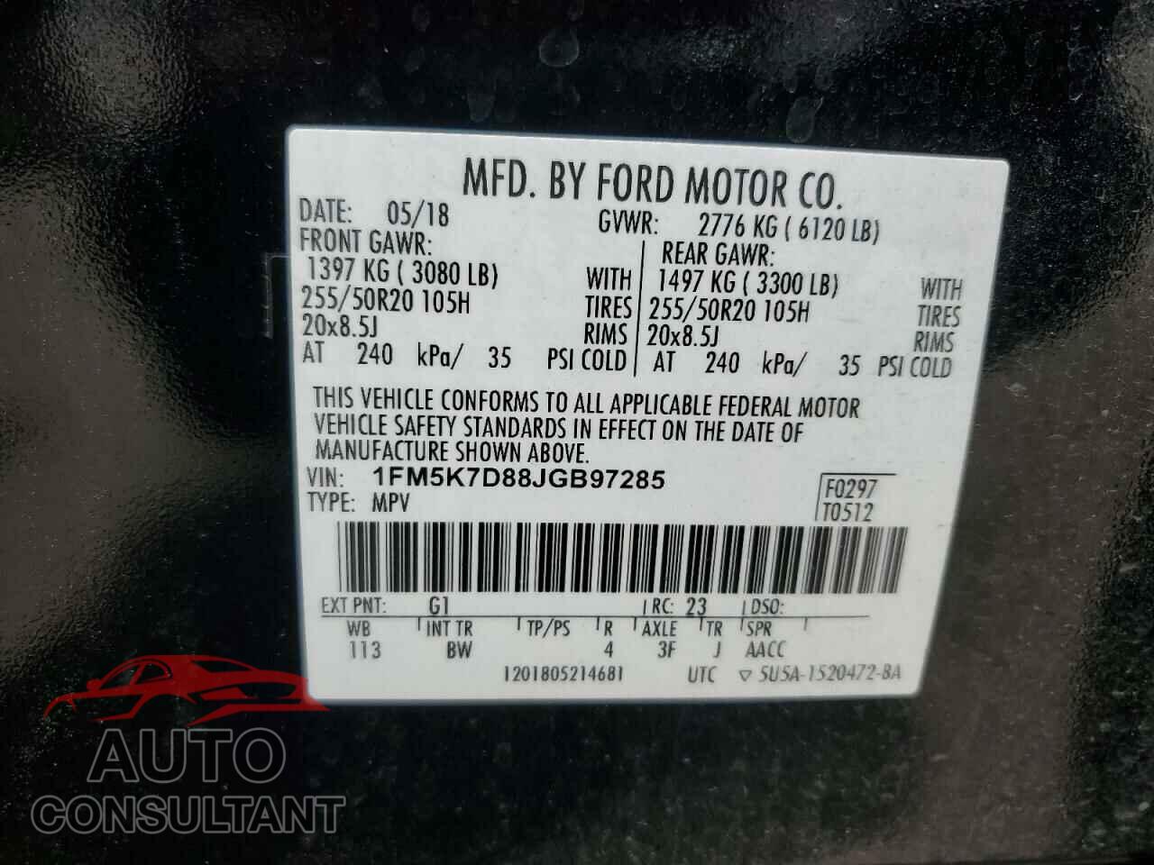 FORD EXPLORER 2018 - 1FM5K7D88JGB97285