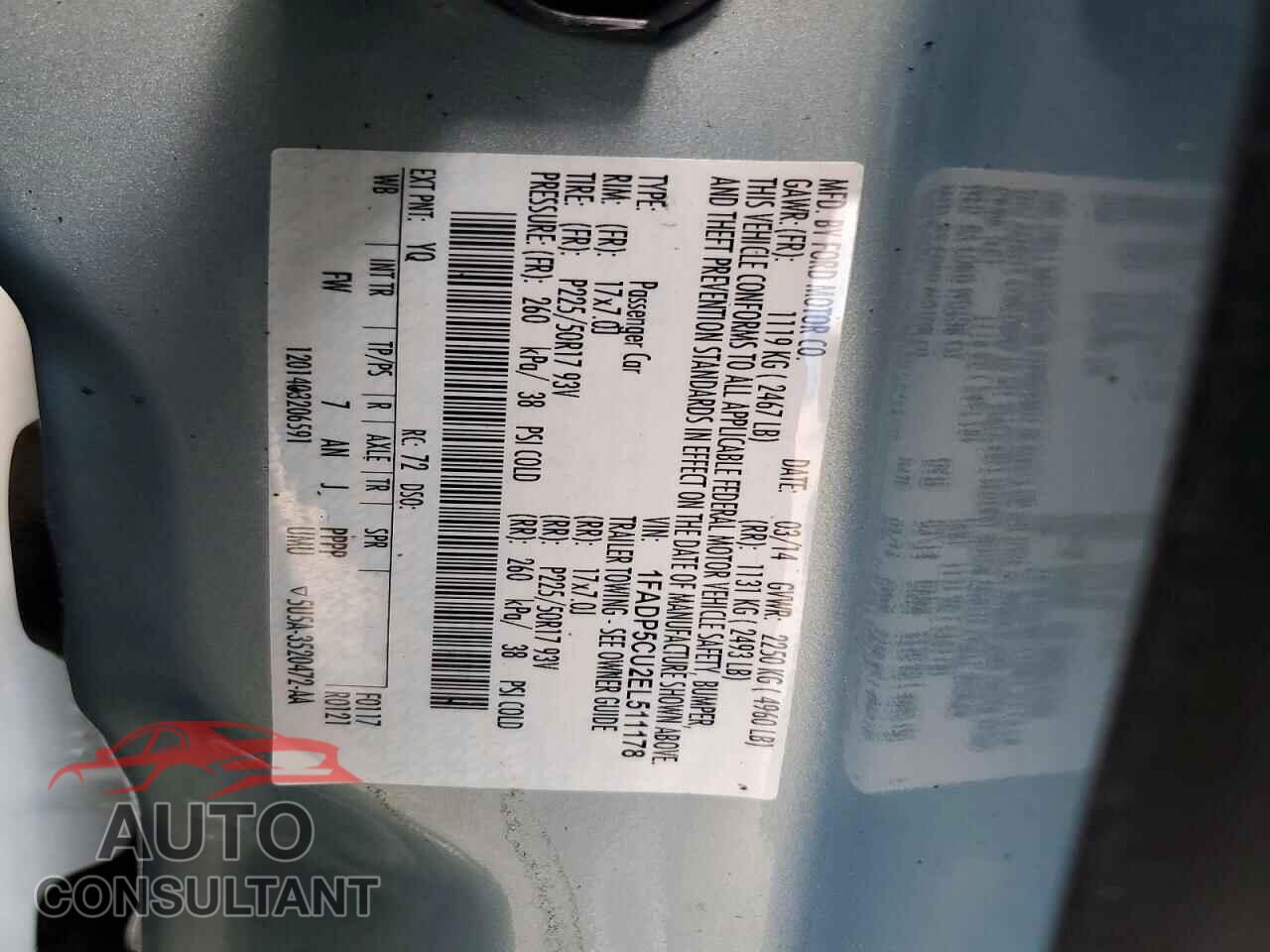 FORD CMAX 2014 - 1FADP5CU2EL511178