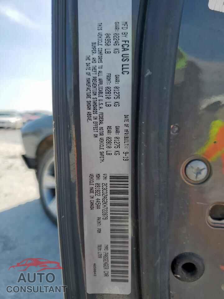 DODGE CHALLENGER 2019 - 2C3CDZAG2KH722879
