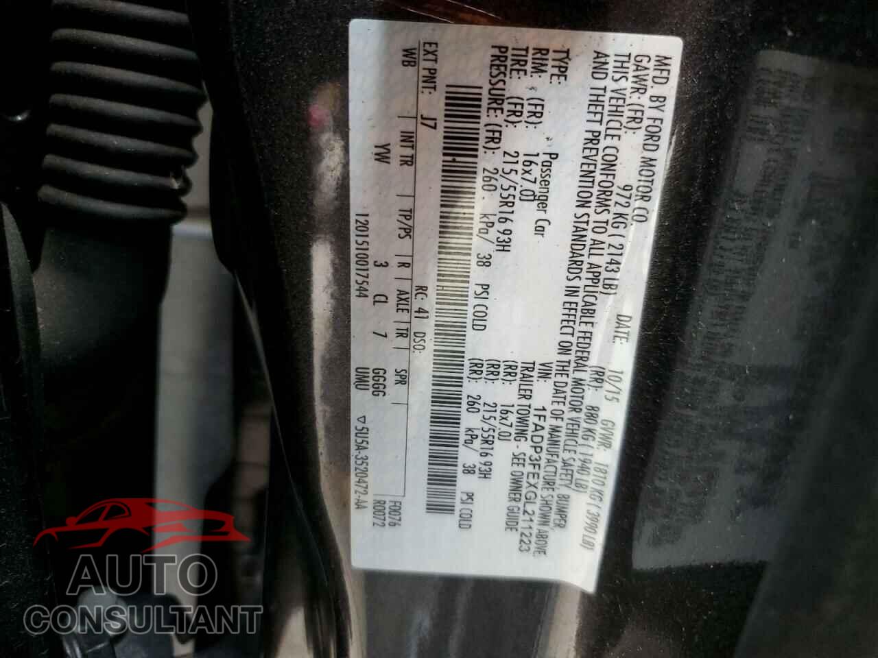 FORD FOCUS 2016 - 1FADP3FEXGL211223