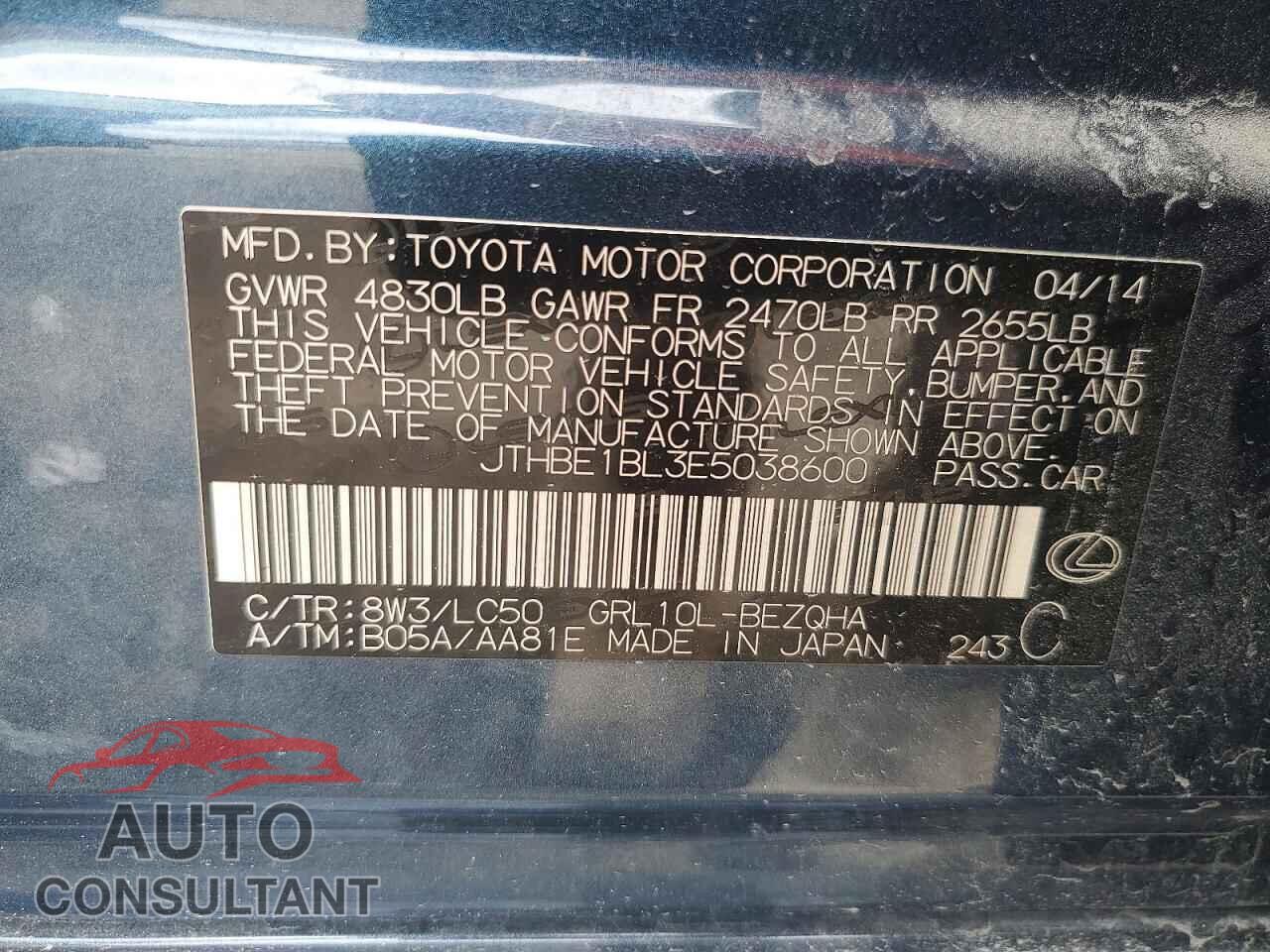 LEXUS GS350 2014 - JTHBE1BL3E5038600