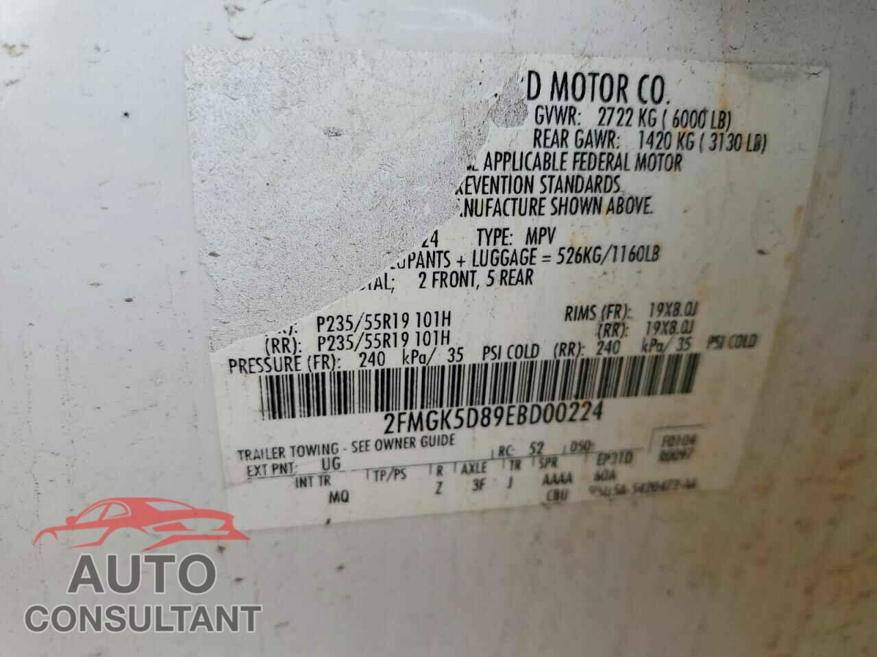 FORD FLEX 2014 - 2FMGK5D89EBD00224