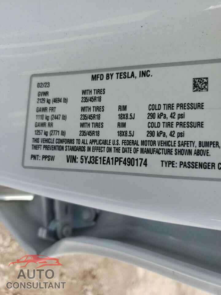 TESLA MODEL 3 2023 - 5YJ3E1EA1PF490174