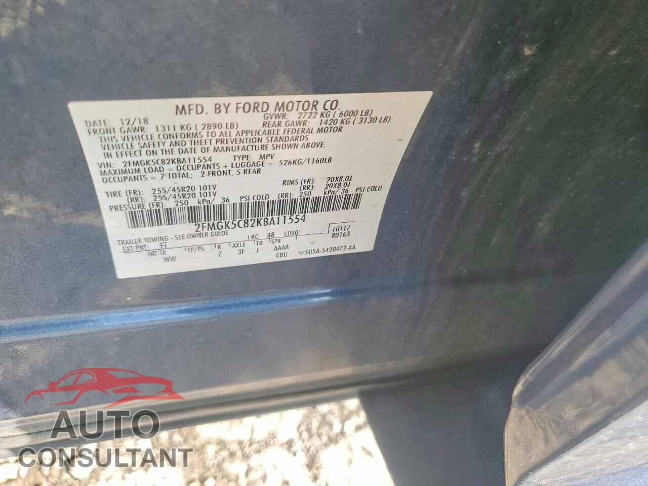 FORD FLEX 2019 - 2FMGK5C82KBA11554