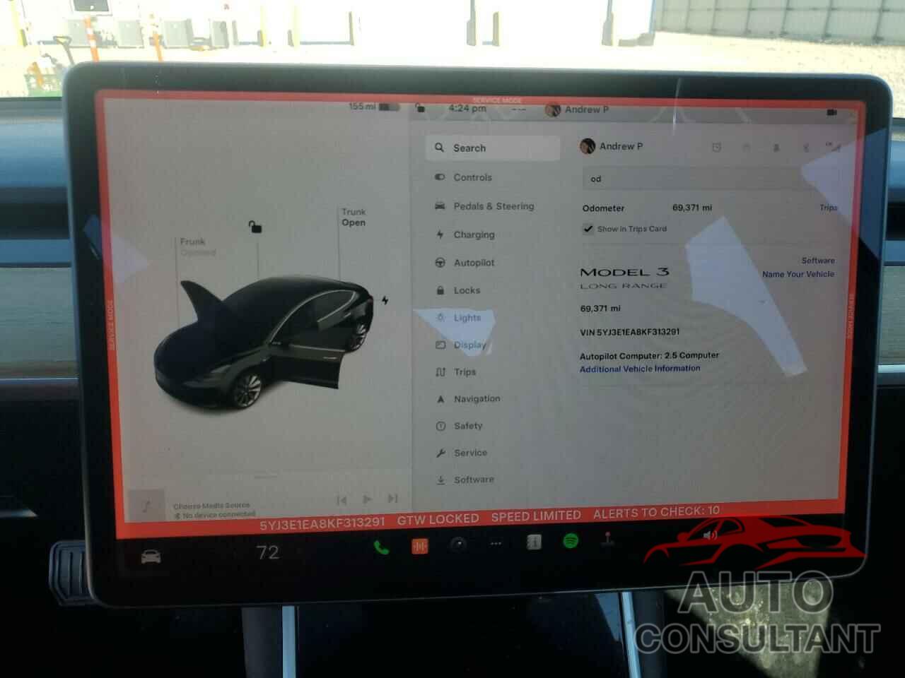 TESLA MODEL 3 2019 - 5YJ3E1EA8KF313291