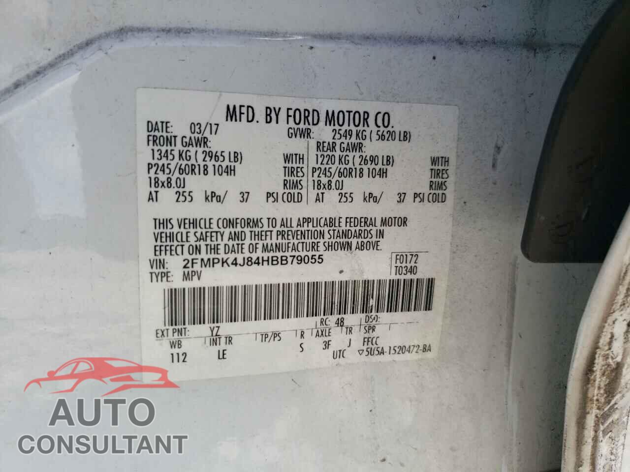 FORD EDGE 2017 - 2FMPK4J84HBB79055