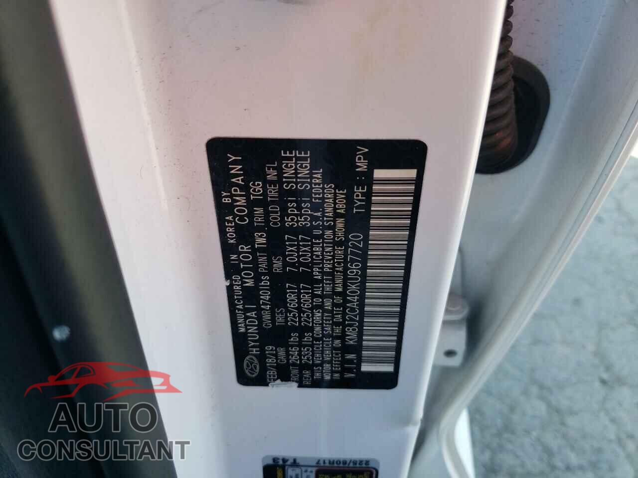 HYUNDAI TUCSON 2019 - KM8J2CA40KU967720