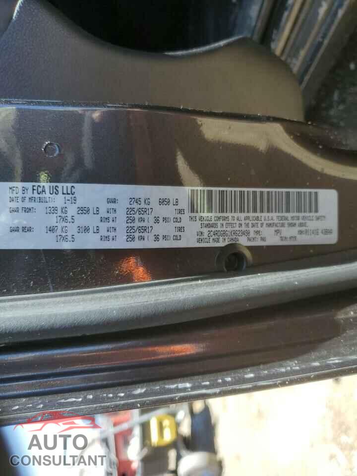 DODGE CARAVAN 2019 - 2C4RDGBG1KR623490