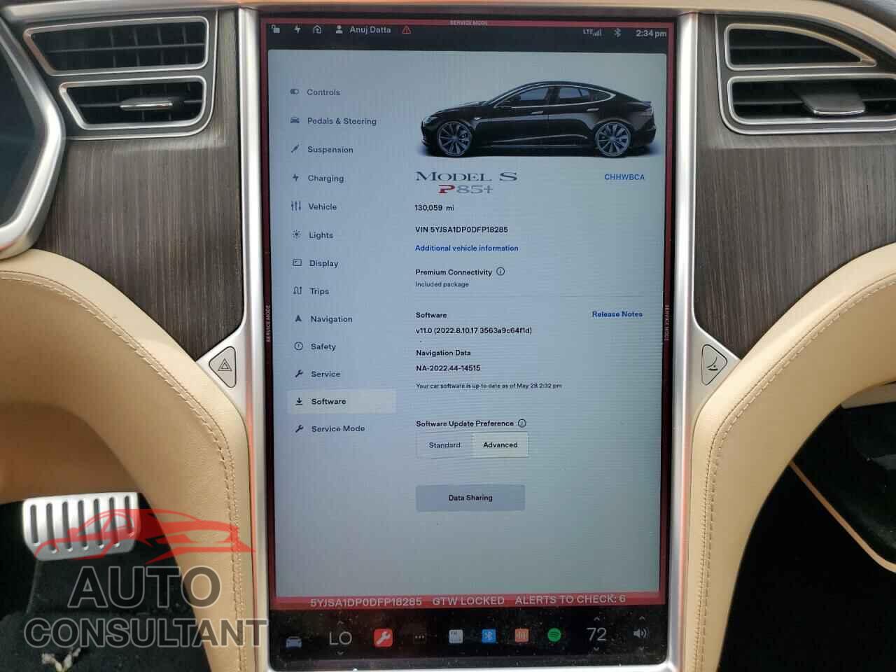 TESLA MODEL S 2013 - 5YJSA1DP0DFP18285