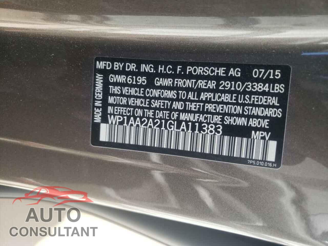 PORSCHE CAYENNE 2016 - WP1AA2A21GLA11383