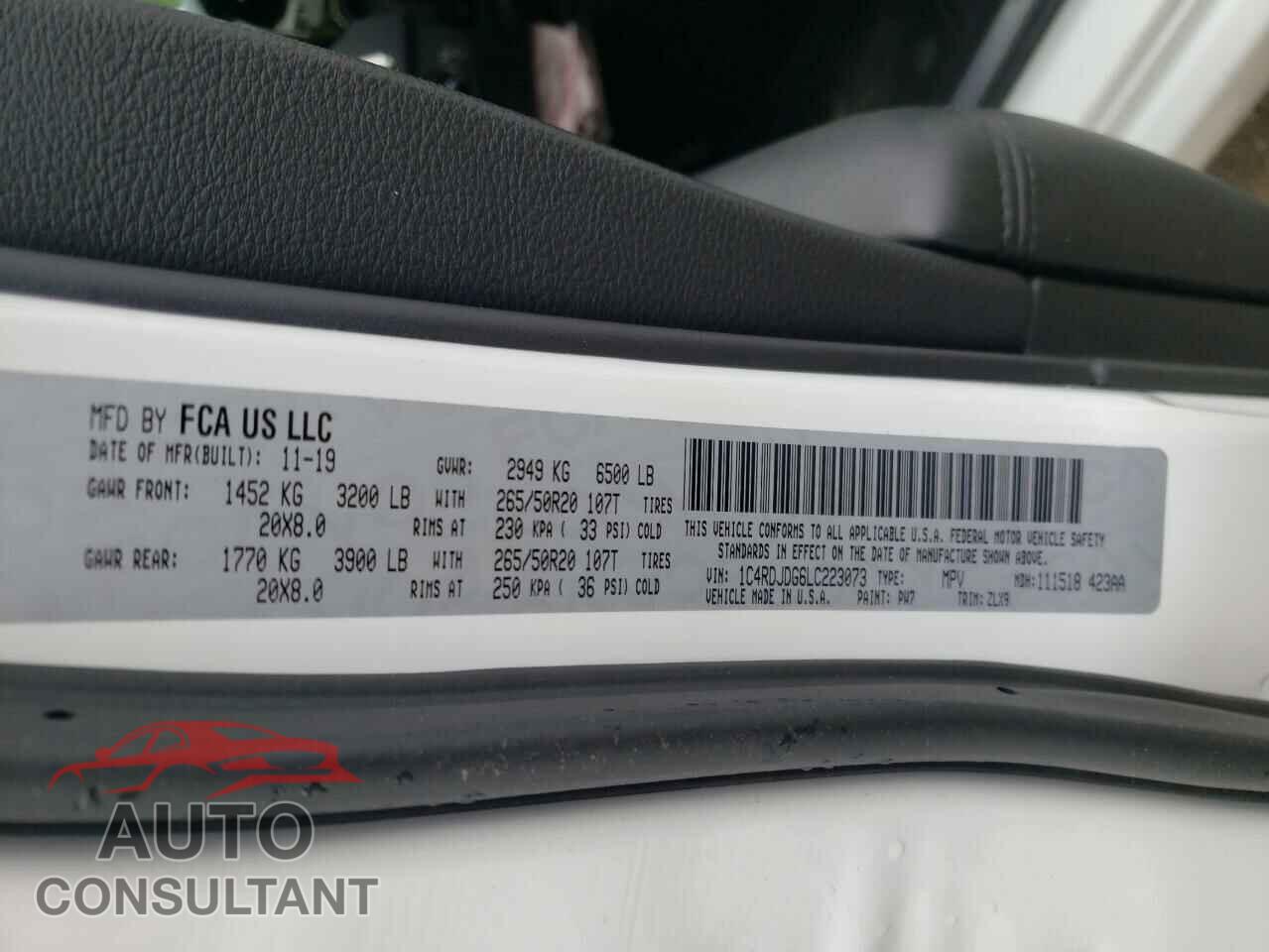 DODGE DURANGO 2020 - 1C4RDJDG6LC223073