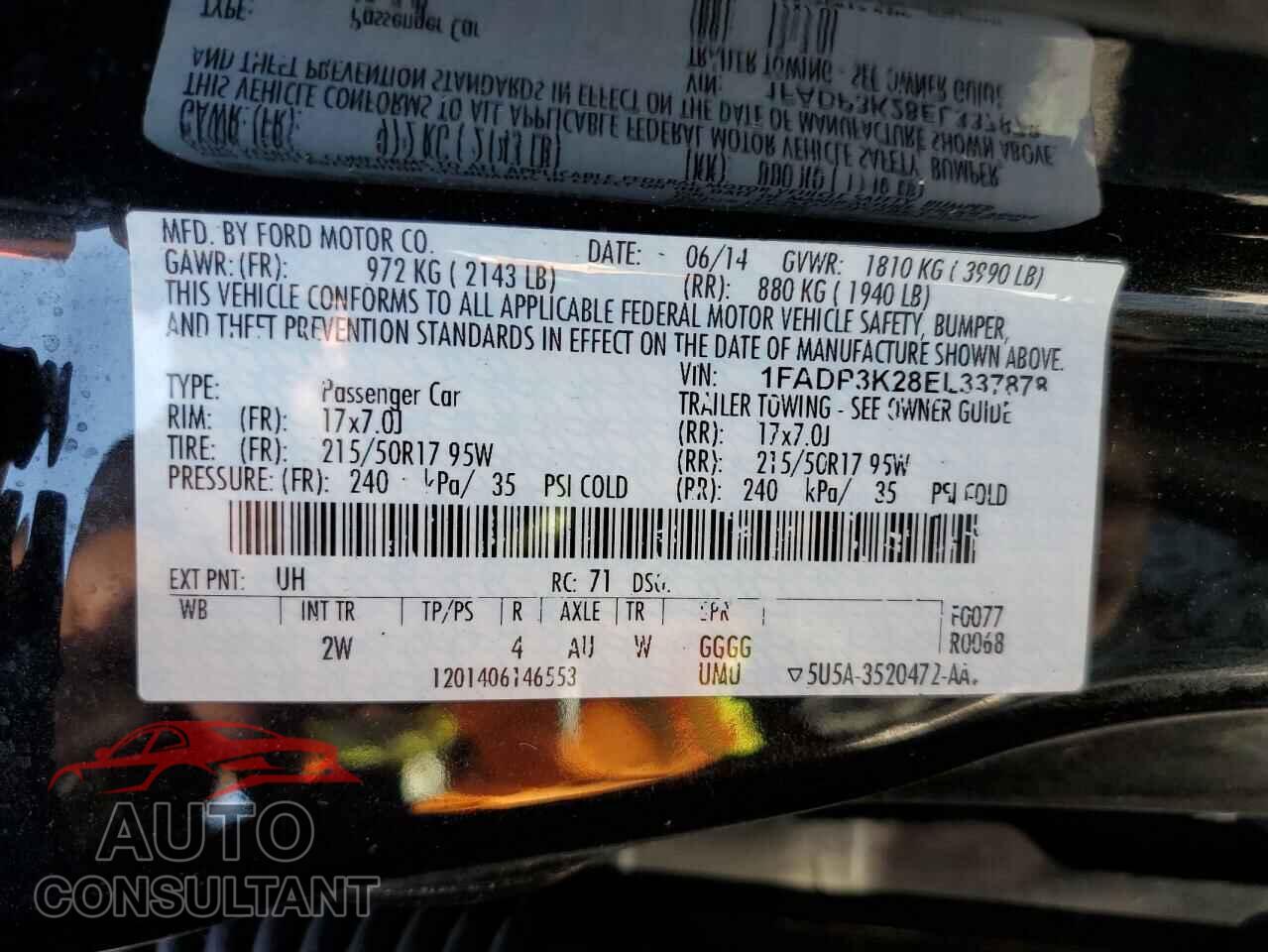 FORD FOCUS 2014 - 1FADP3K28EL337878