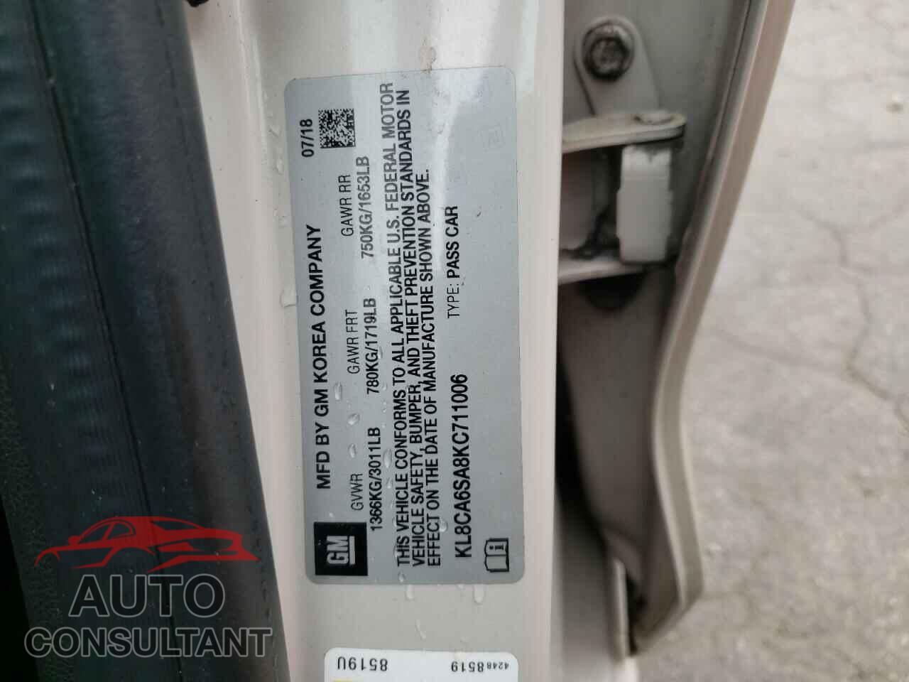 CHEVROLET SPARK 2019 - KL8CA6SA8KC711006