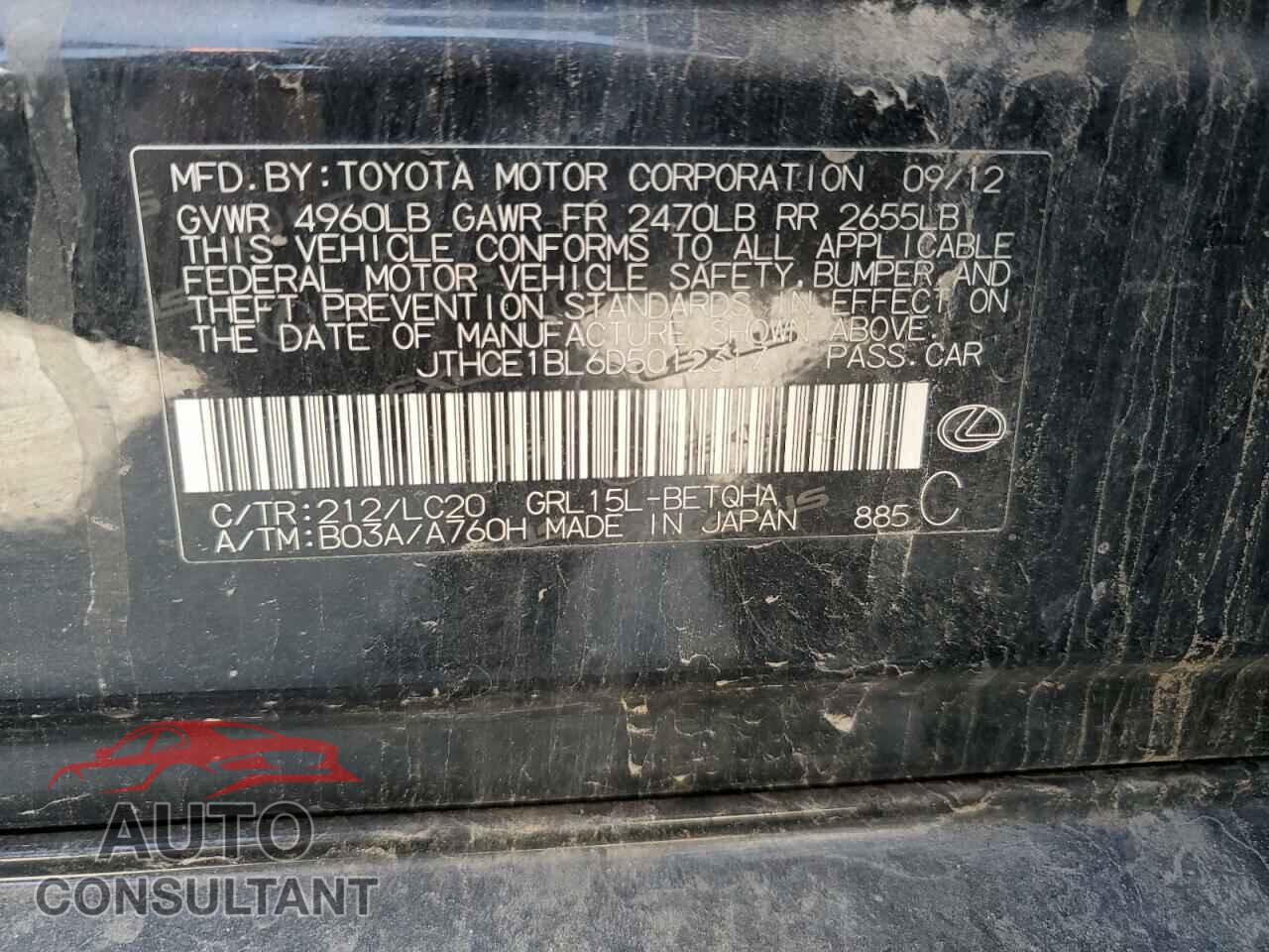 LEXUS GS350 2013 - JTHCE1BL6D5012317