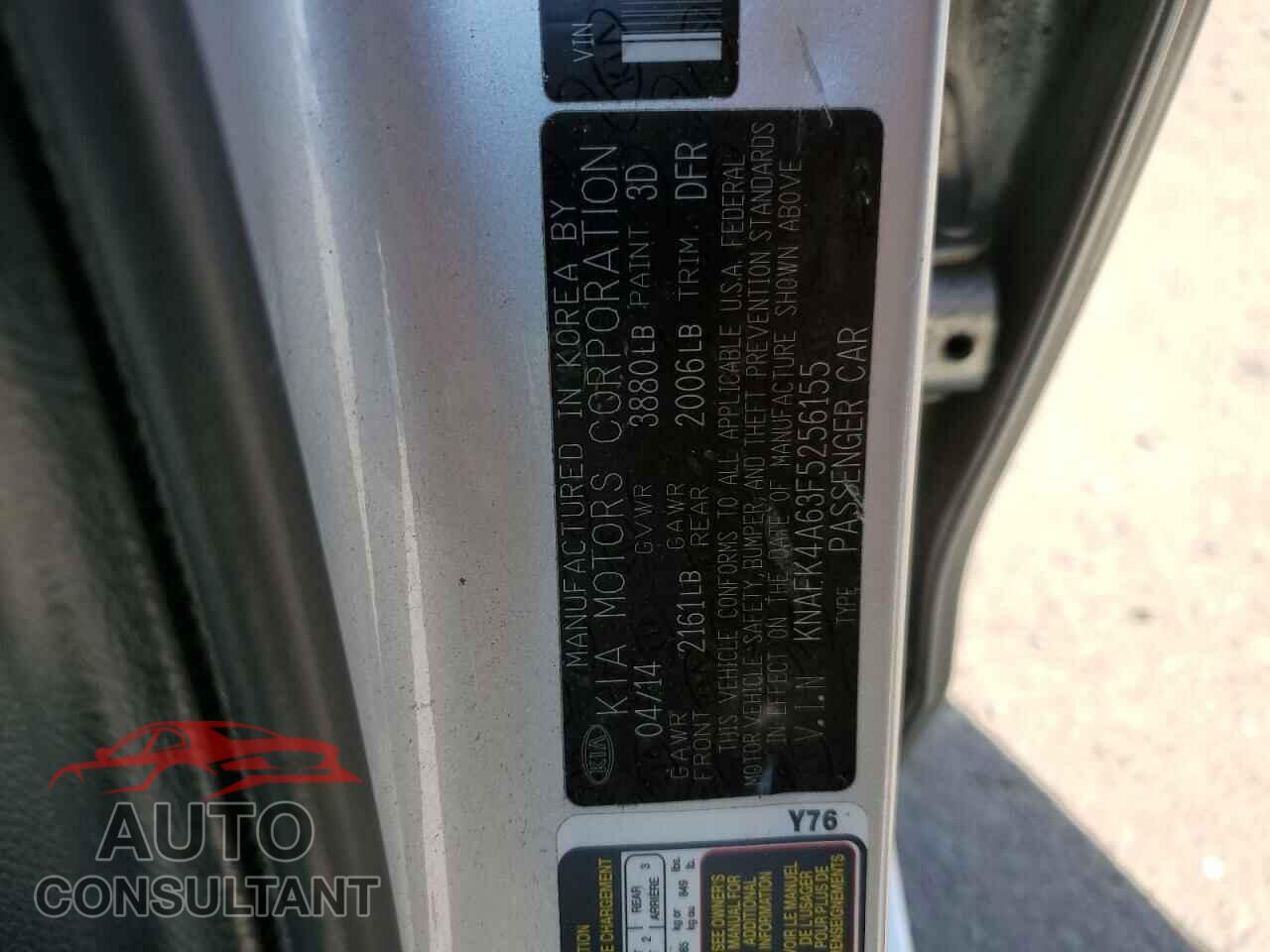 KIA FORTE 2015 - KNAFK4A63F5256155