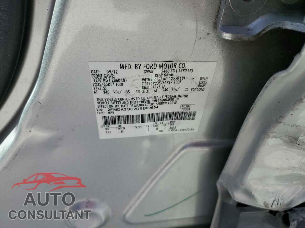 FORD EDGE 2013 - 2FMDK3GC2DBB09654