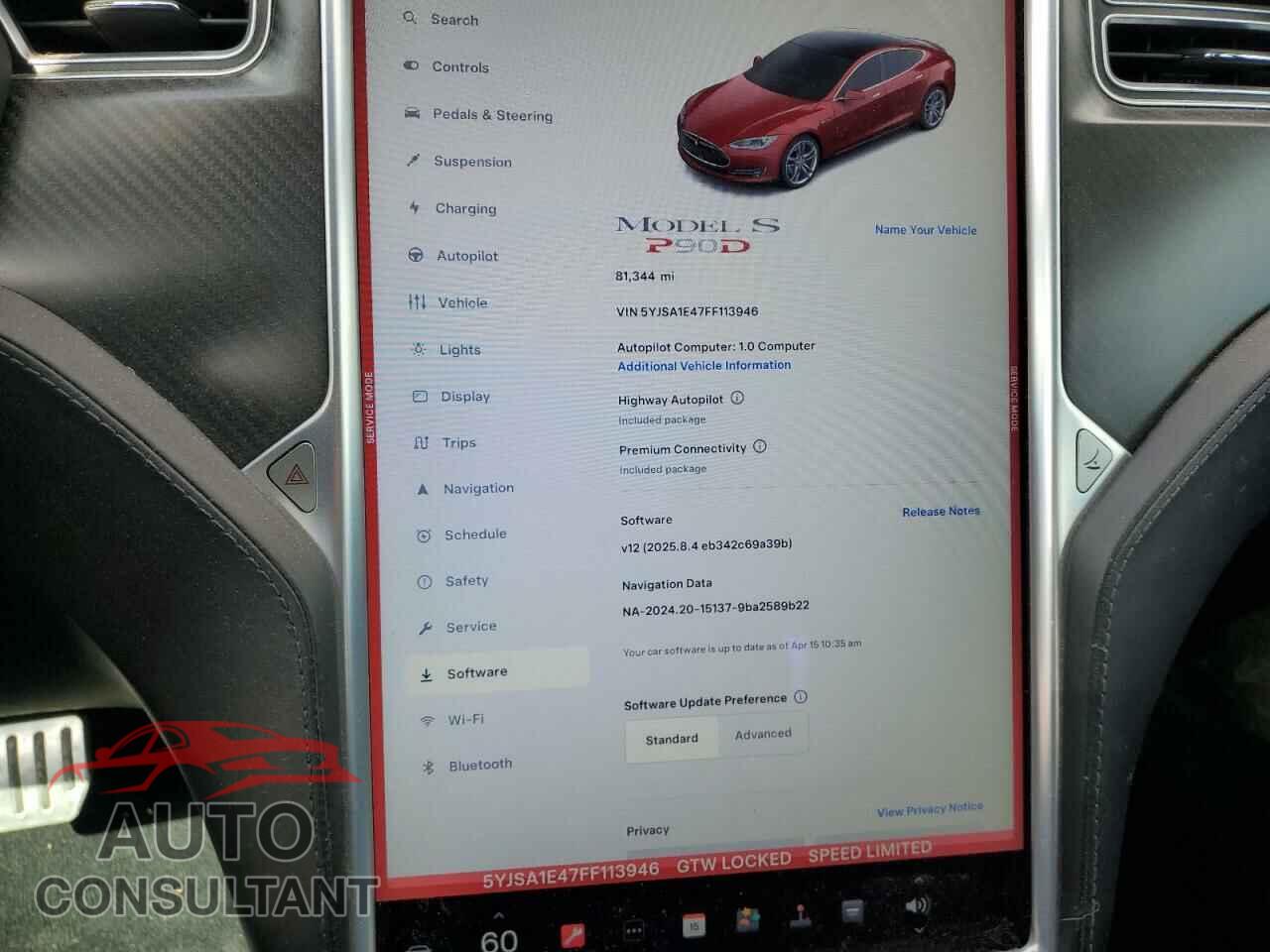 TESLA MODEL S 2015 - 5YJSA1E47FF113946