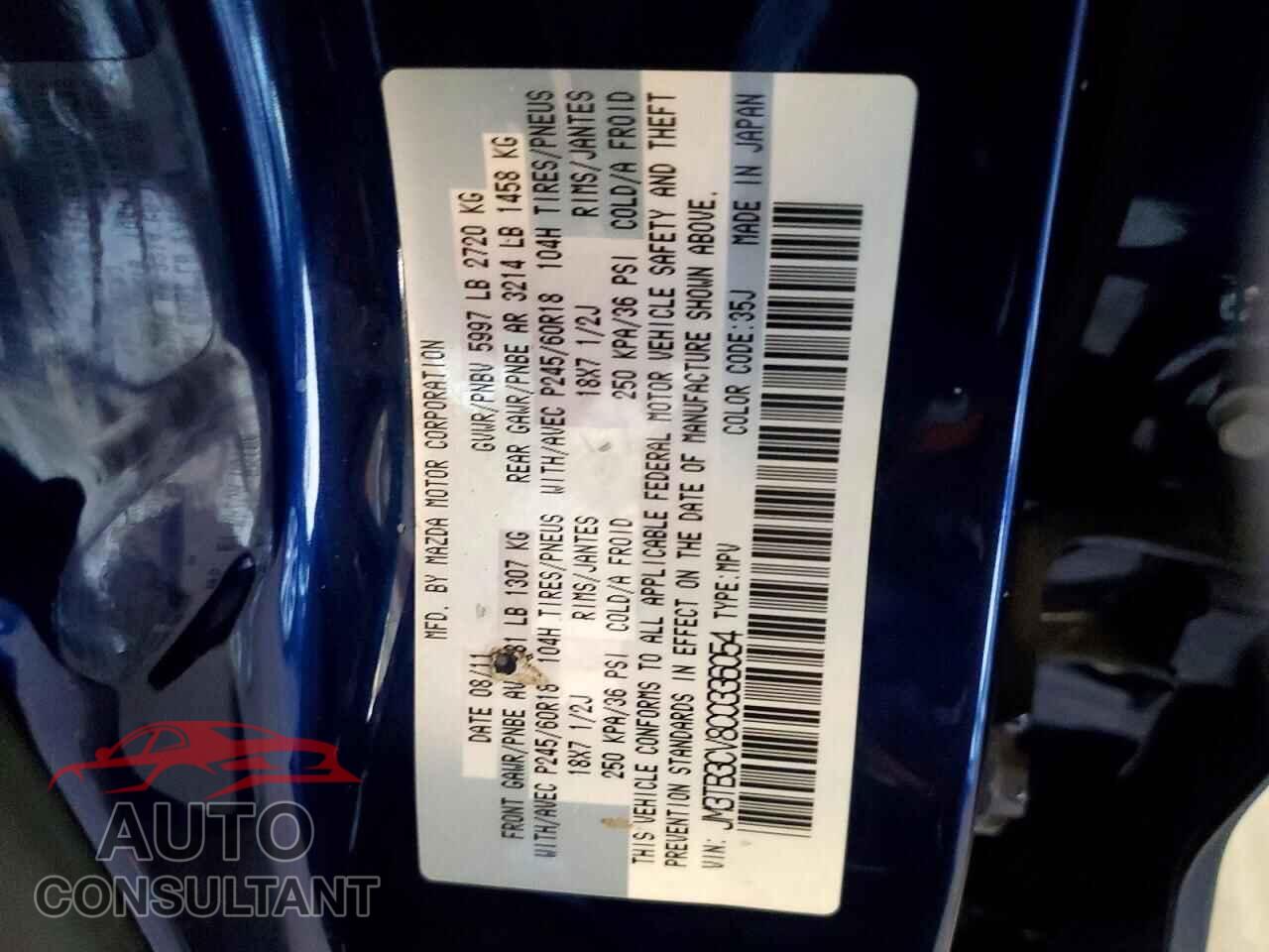 MAZDA CX-9 2012 - JM3TB3CV8C0336054