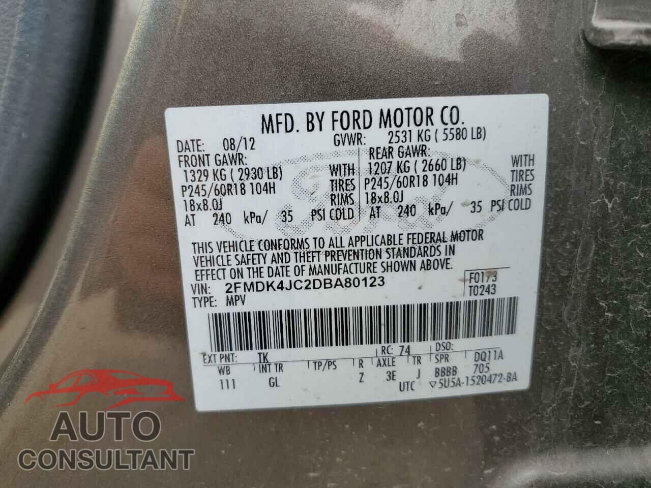 FORD EDGE 2013 - 2FMDK4JC2DBA80123