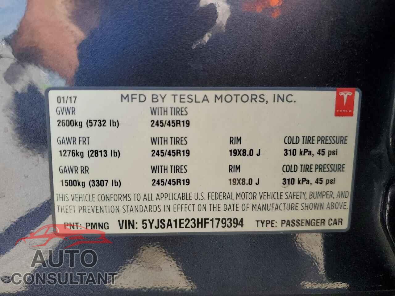 TESLA MODEL S 2017 - 5YJSA1E23HF179394