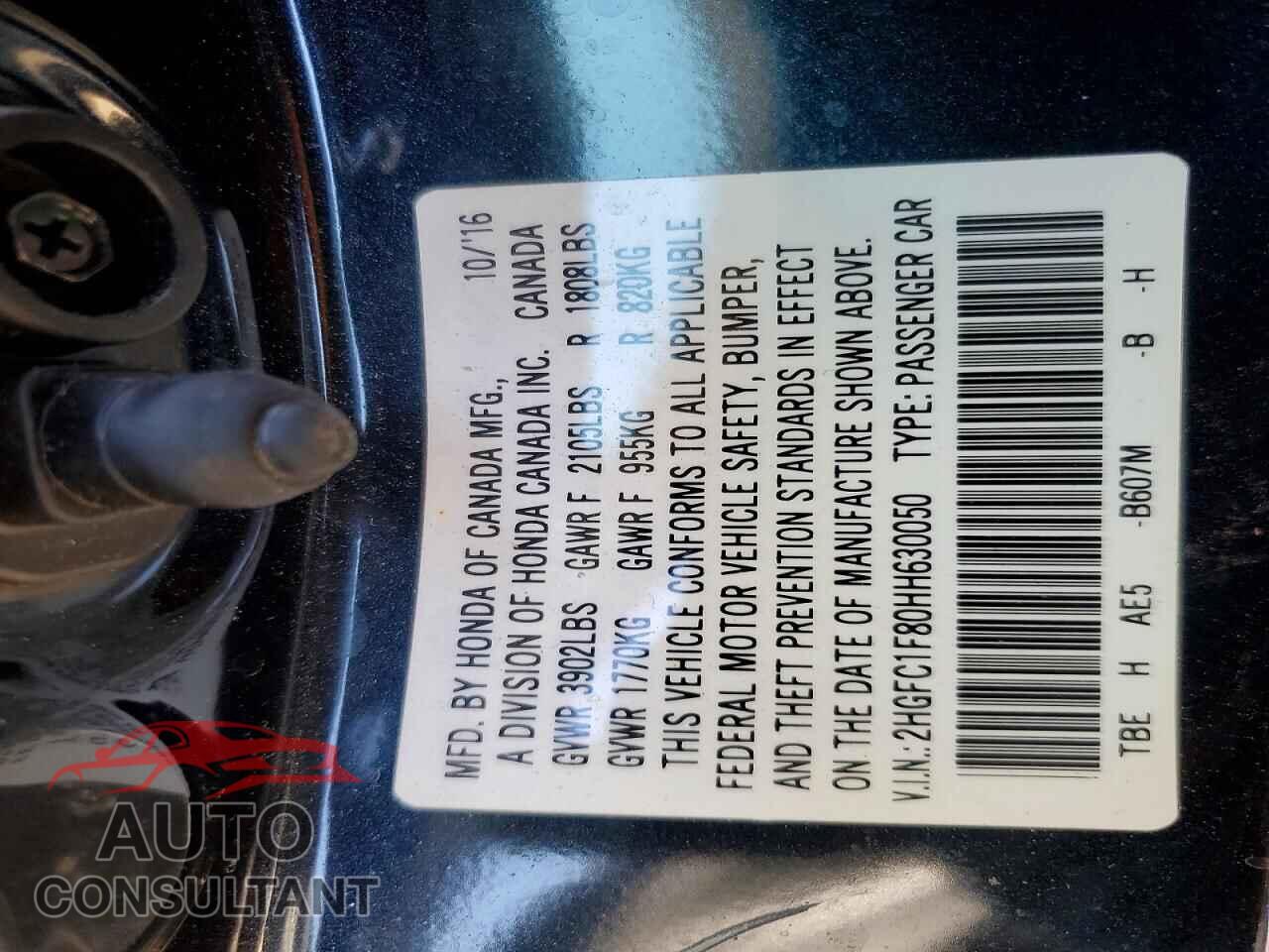 HONDA CIVIC 2017 - 2HGFC1F80HH630050