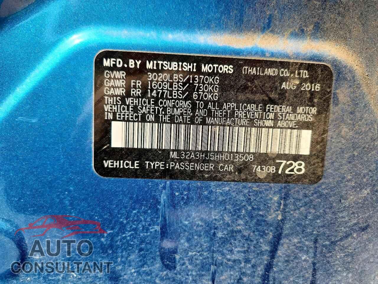 MITSUBISHI MIRAGE 2017 - ML32A3HJ5HH013508