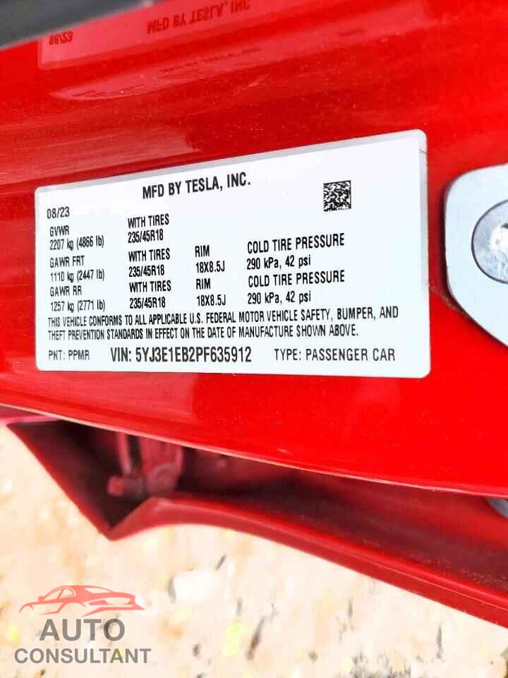 TESLA MODEL 3 2023 - 5YJ3E1EB2PF635912