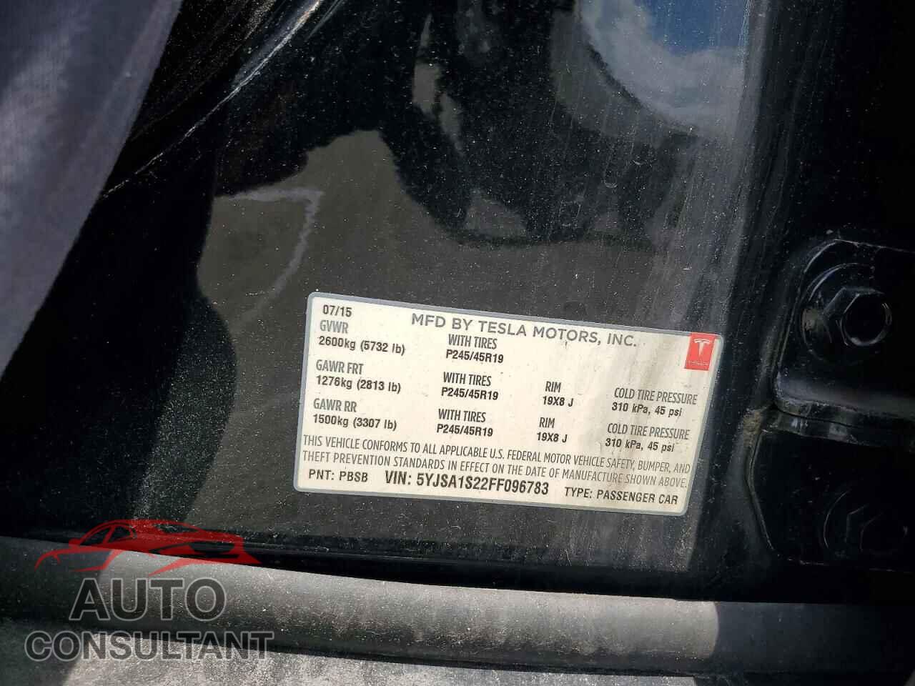 TESLA MODEL S 2015 - 5YJSA1S22FF096783