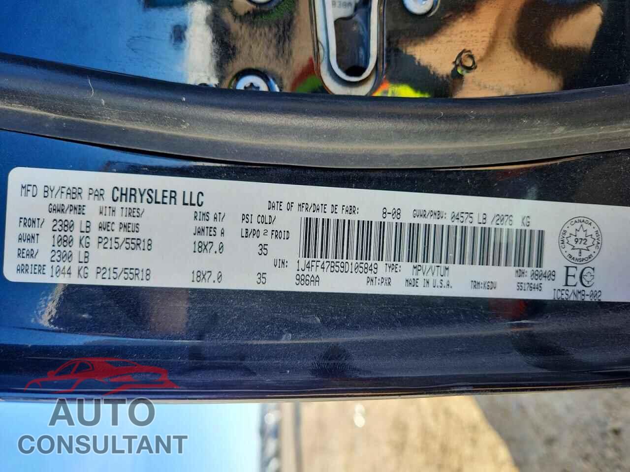 JEEP COMPASS 2009 - 1J4FF47B59D105849