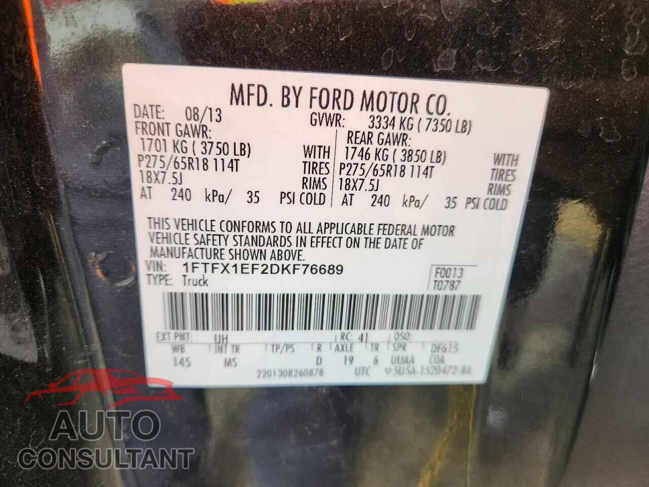 FORD F150 2013 - 1FTFX1EF2DKF76689