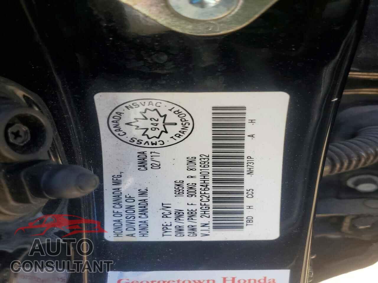HONDA CIVIC 2017 - 2HGFC2F64HH016932
