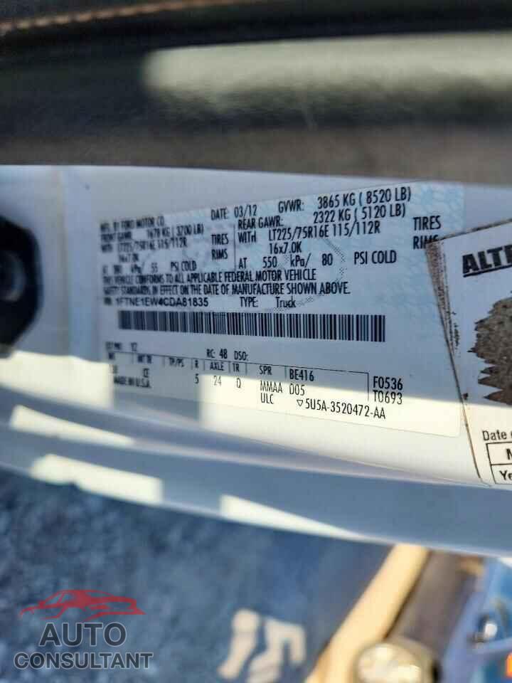 FORD ECONOLINE 2012 - 1FTNE1EW4CDA81835