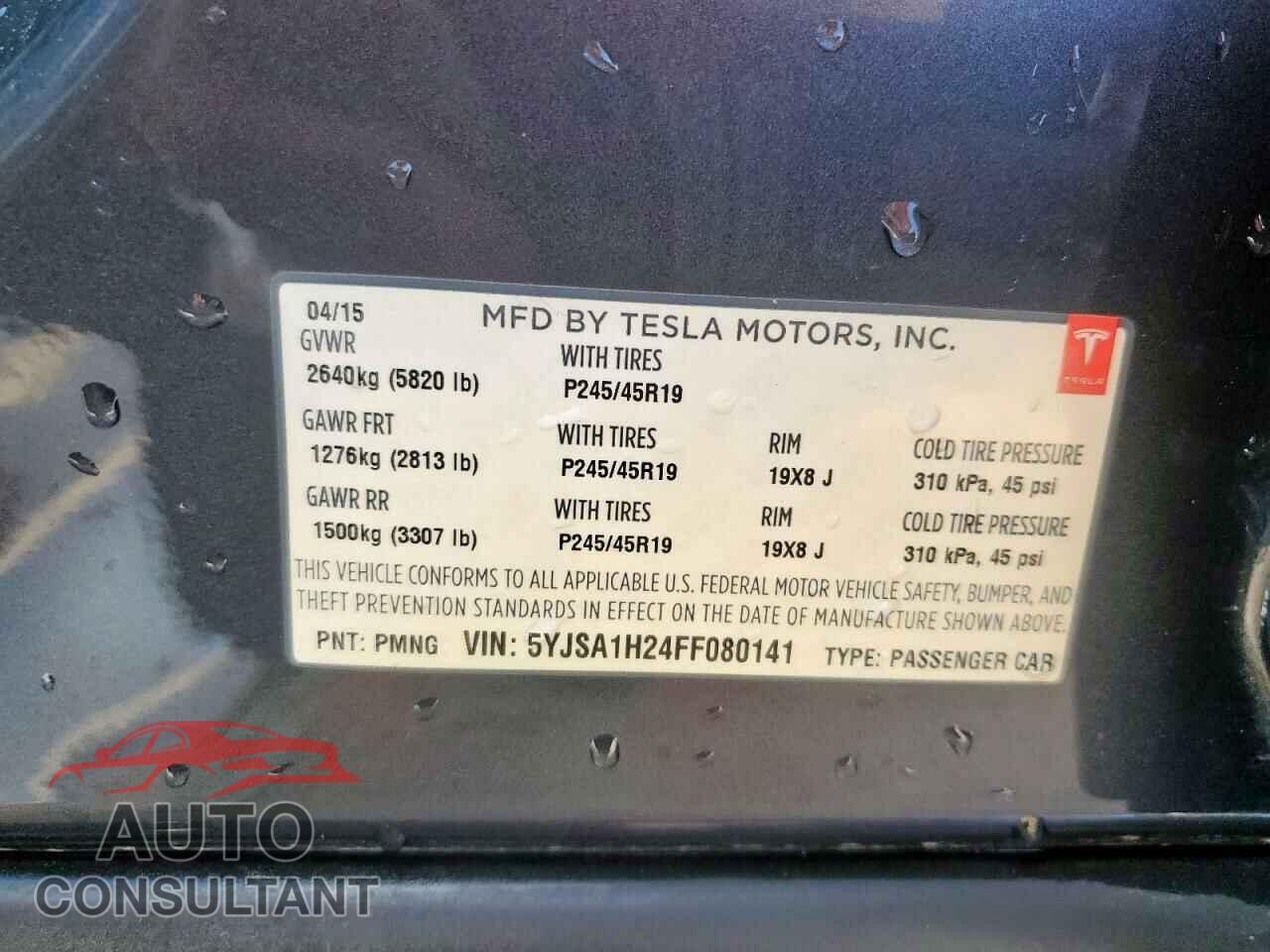 TESLA MODEL S 2015 - 5YJSA1H24FF080141