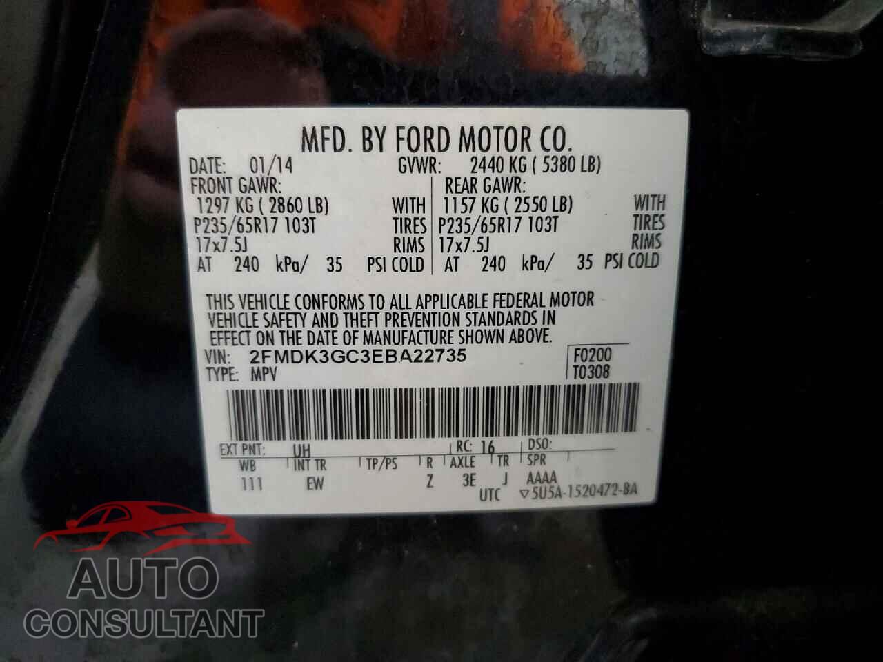 FORD EDGE 2014 - 2FMDK3GC3EBA22735