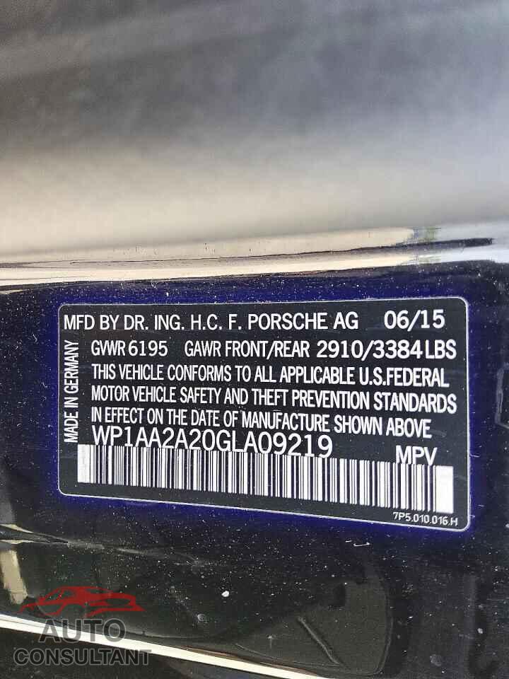 PORSCHE CAYENNE 2016 - WP1AA2A20GLA09219