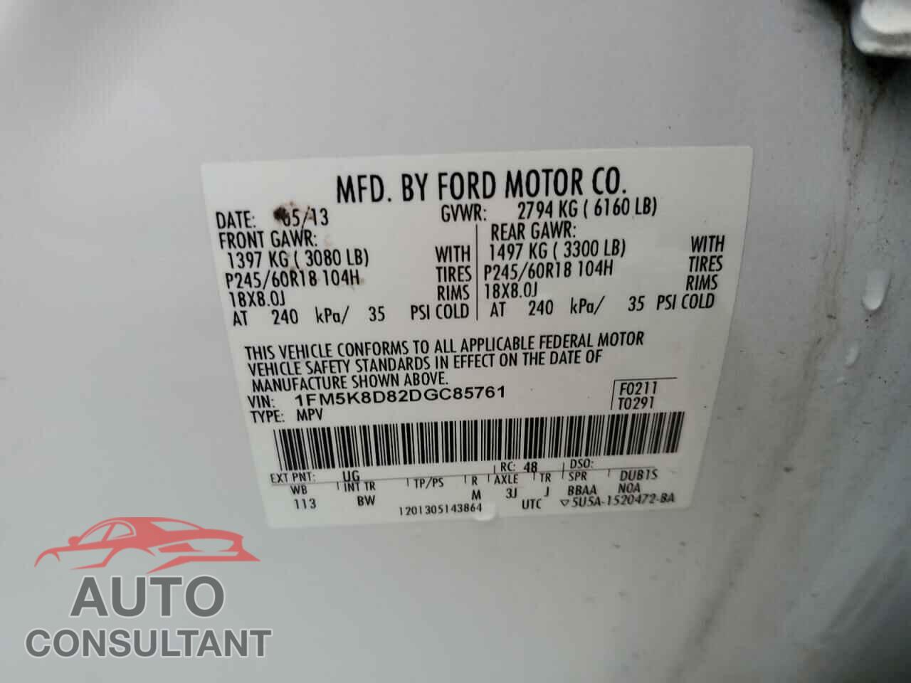 FORD EXPLORER 2013 - 1FM5K8D82DGC85761