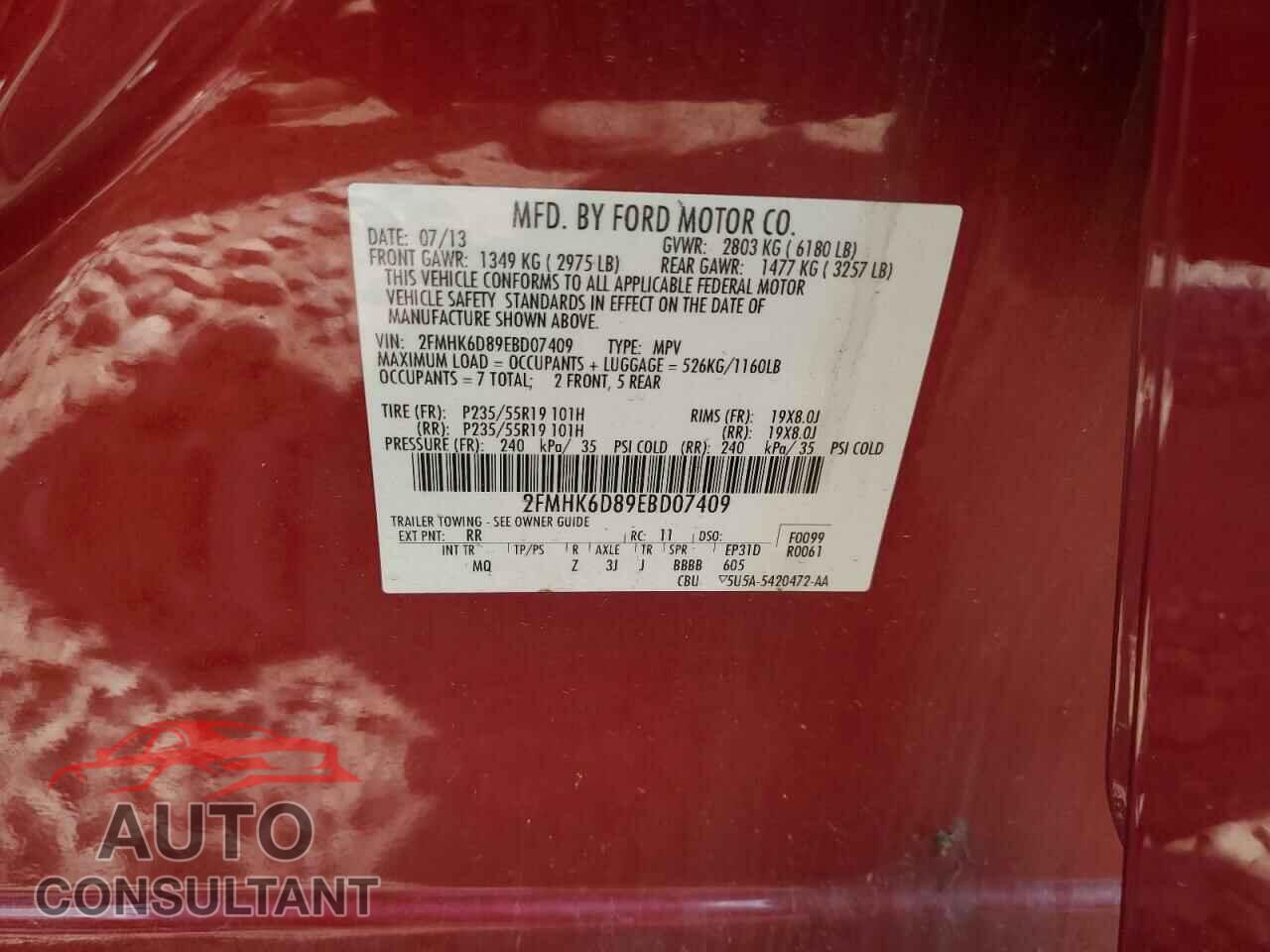 FORD FLEX 2014 - 2FMHK6D89EBD07409