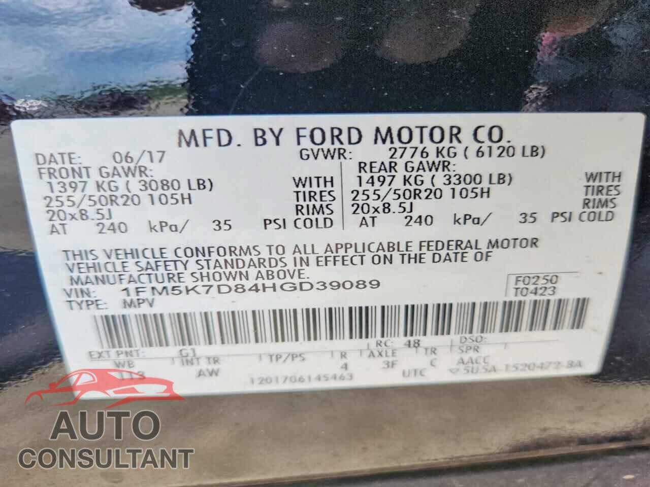 FORD EXPLORER 2017 - 1FM5K7D84HGD39089