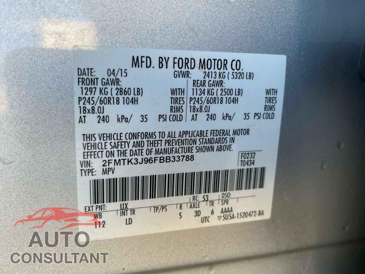 FORD EDGE 2015 - 2FMTK3J96FBB33788