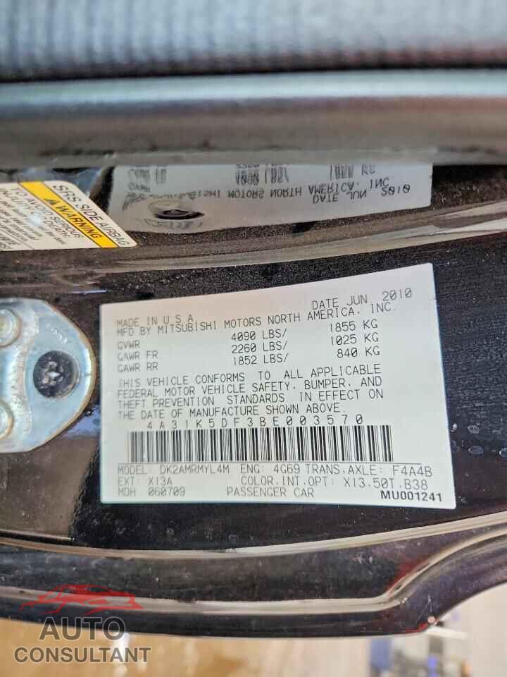 MITSUBISHI ECLIPSE 2011 - 4A31K5DF3BE003570