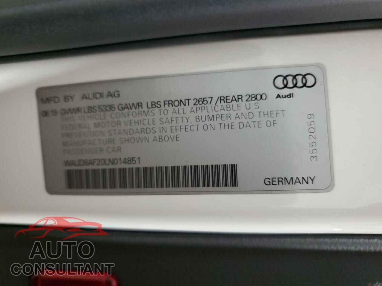 AUDI A6 2020 - WAUD8AF20LN014851