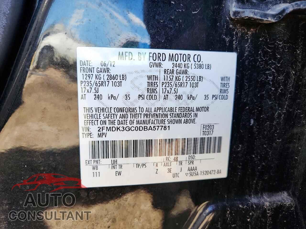 FORD EDGE 2013 - 2FMDK3GC0DBA57781