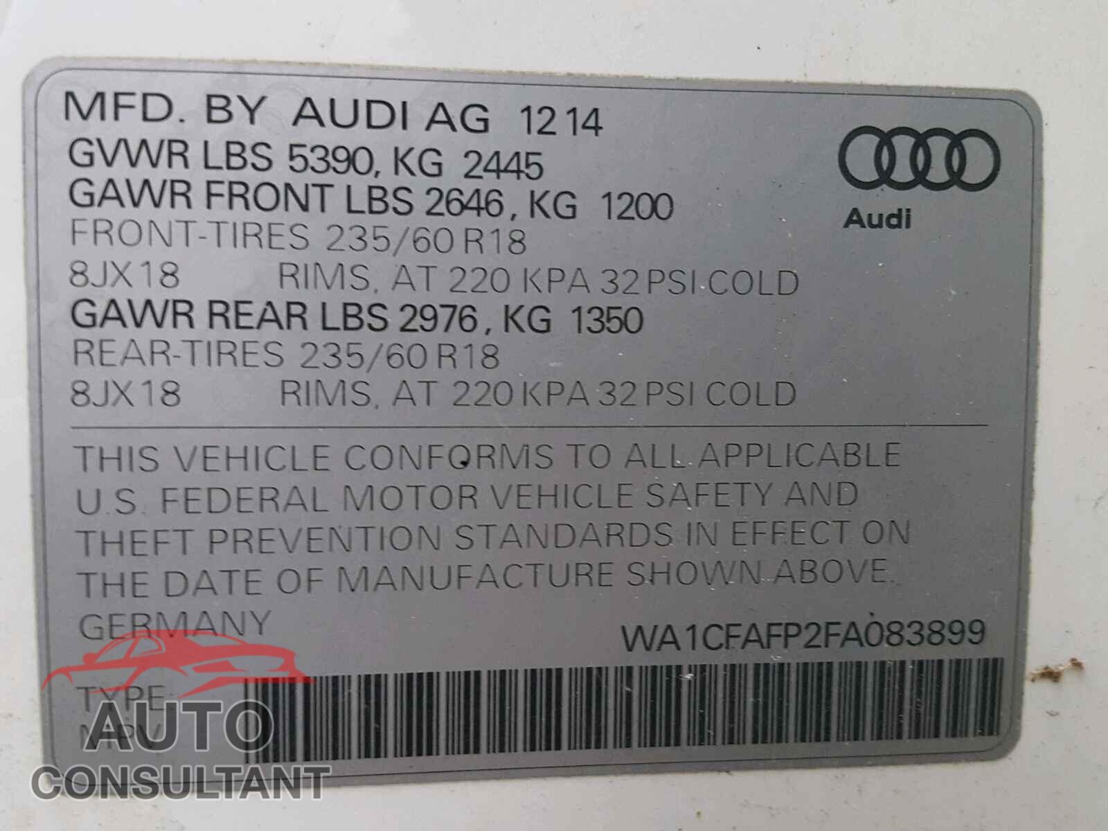 AUDI Q5 2015 - WA1CFAFP2FA083899