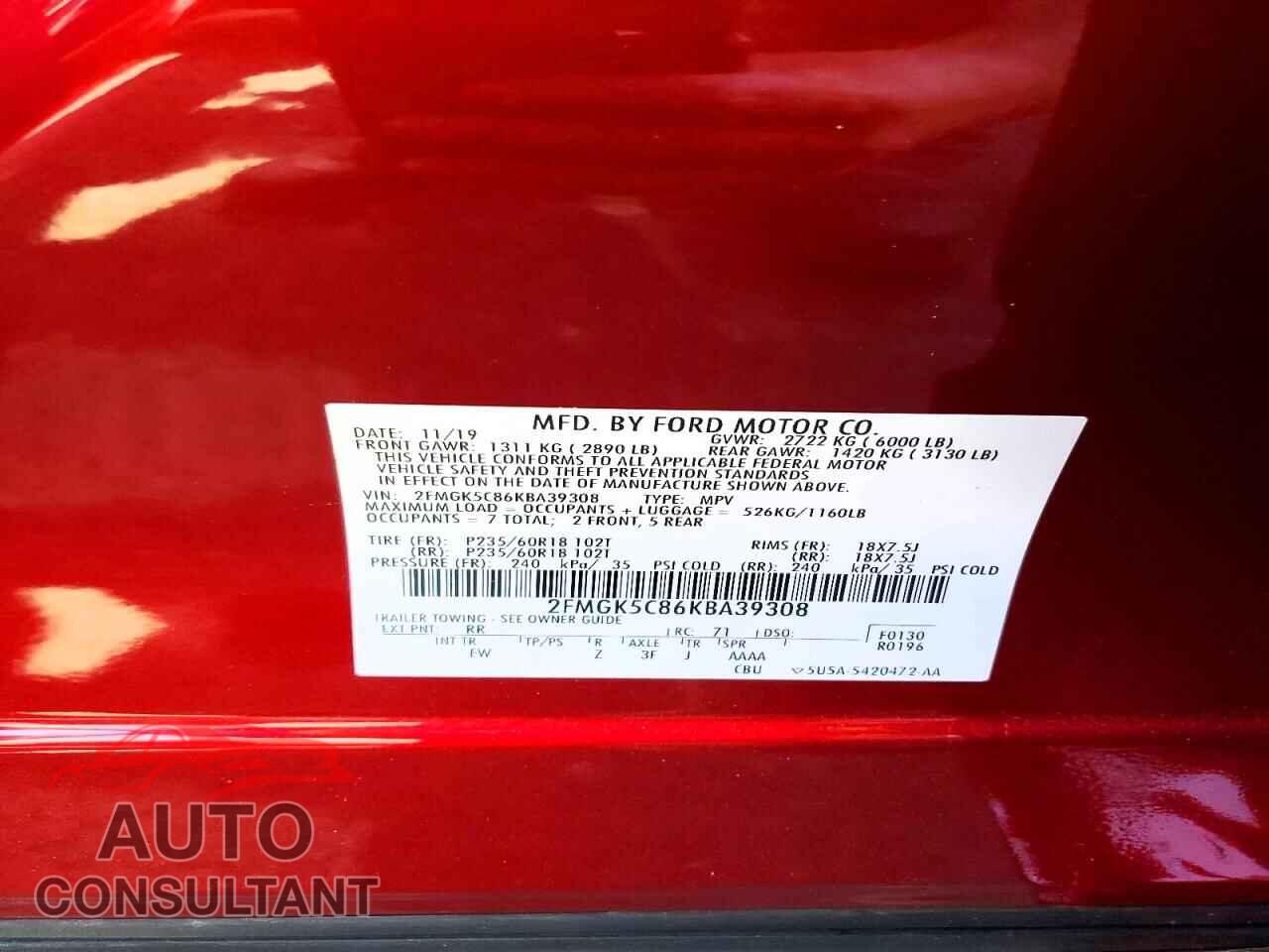 FORD FLEX 2019 - 2FMGK5C86KBA39308