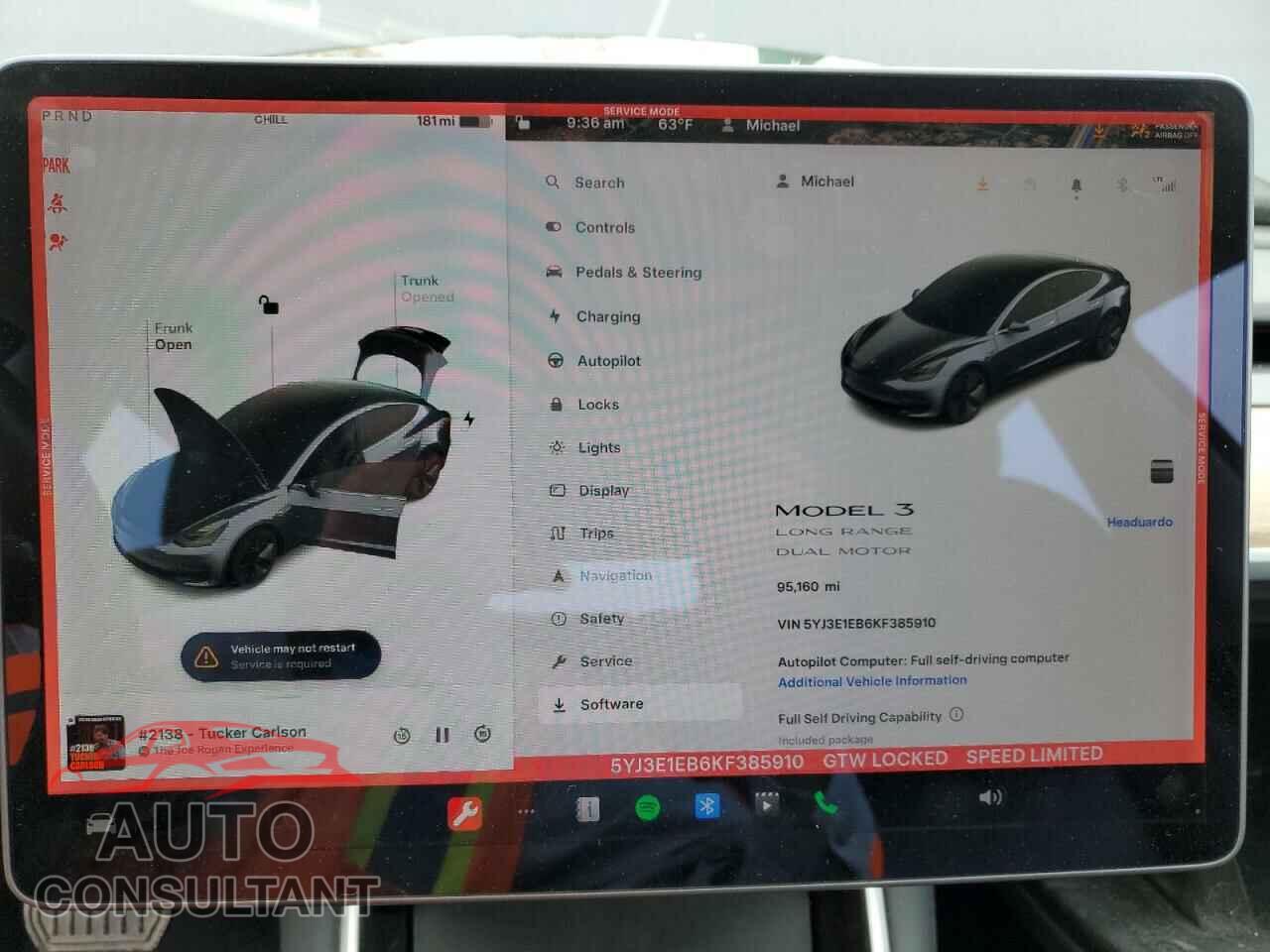 TESLA MODEL 3 2019 - 5YJ3E1EB6KF385910