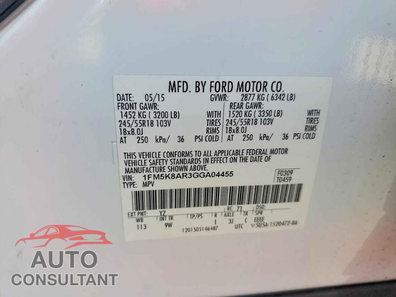 FORD EXPLORER 2016 - 1FM5K8AR3GGA04455